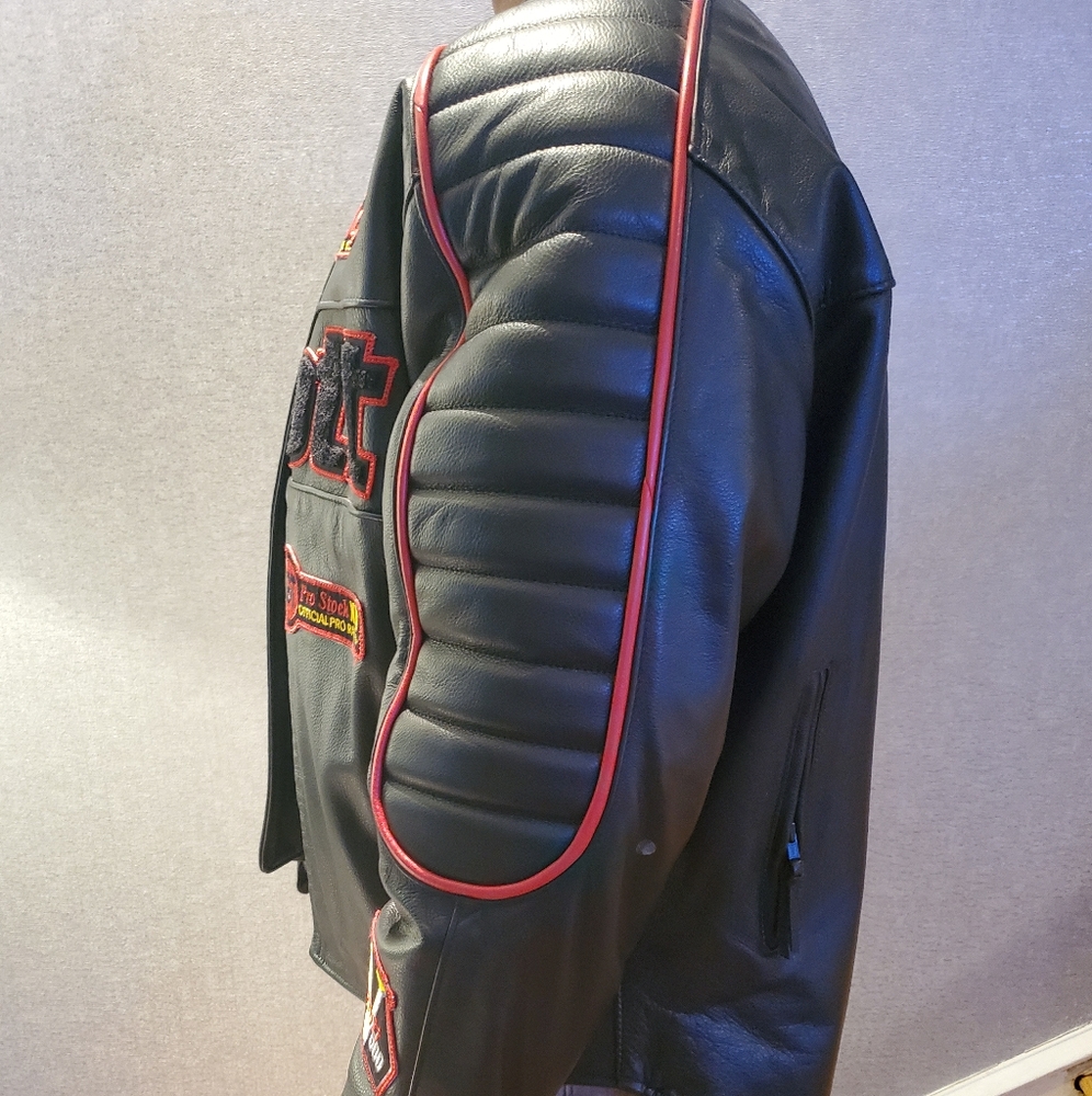 Leather Graphic Racing Jacket - Picture 2 of 4